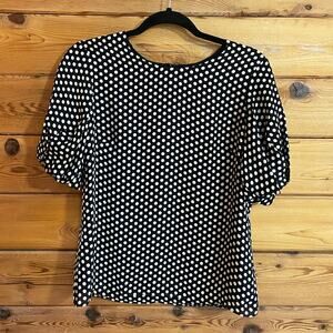 Milly 100% silk Black and White Polka Dot Top Size 4